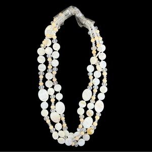 Mother of Pearl style Multi-Strand Necklace with crystal spacers